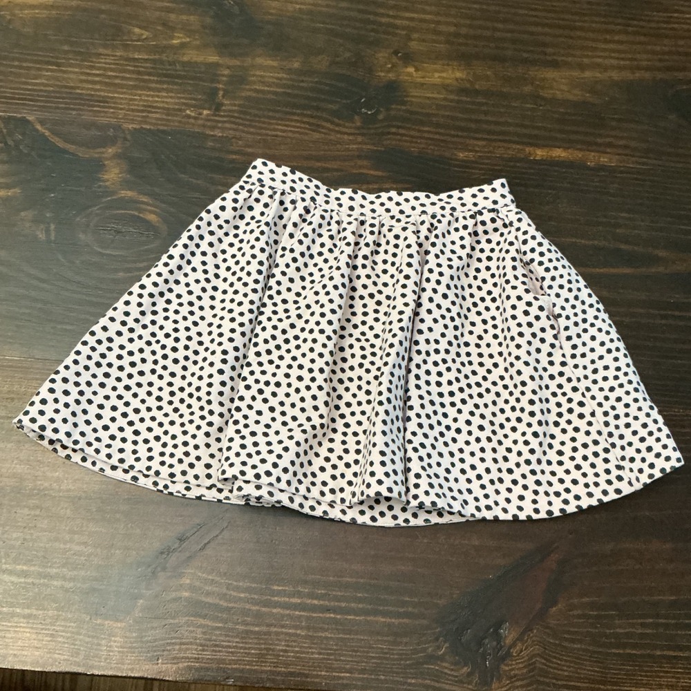 Kate Spade New York Girls Pink Black Polka Dot Skater Skirt Size 10Y Pockets